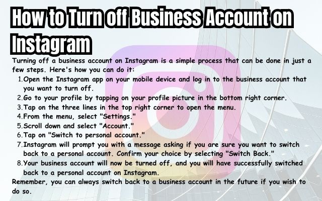Business Account on Instagram